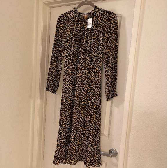 J. Crew Factory Ruffleneck Leopard Dress - Picture 8 of 14